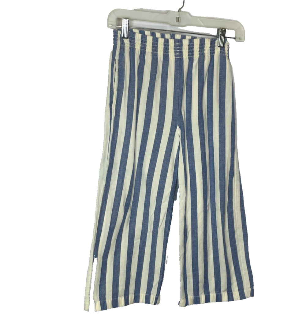 Kids' 140 cm Hanna Andersson Blue Stripe Cotton Linen Pants